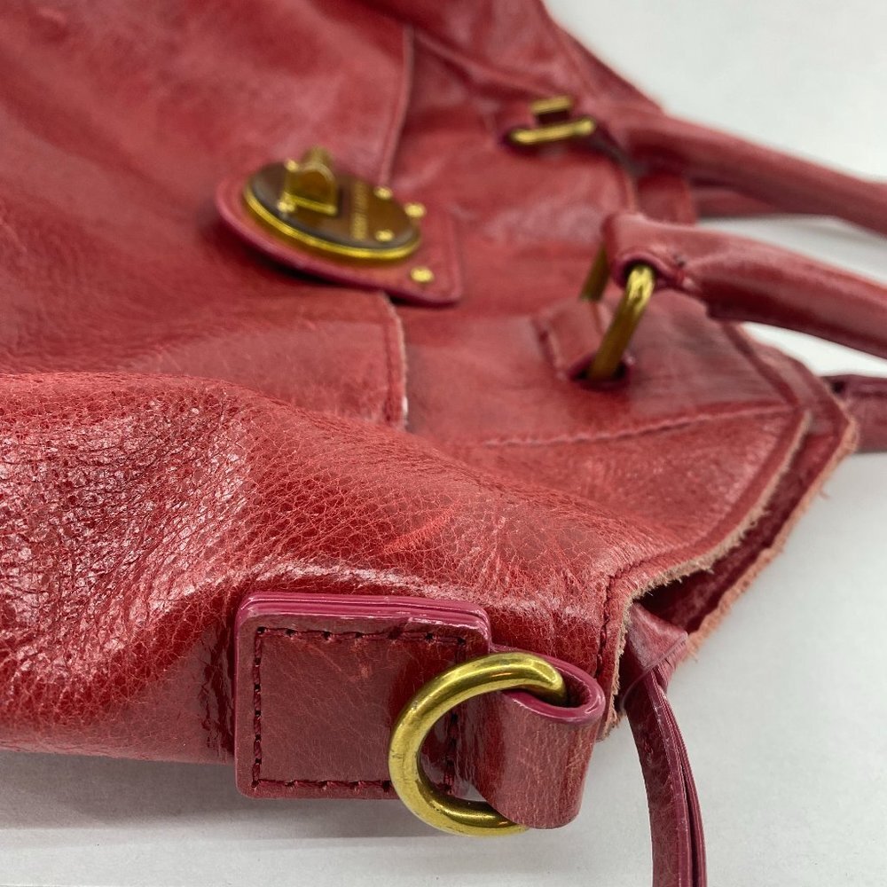 Elliott Lucca Red Leather Satchel Crossbody Bag - Picture 8 of 13